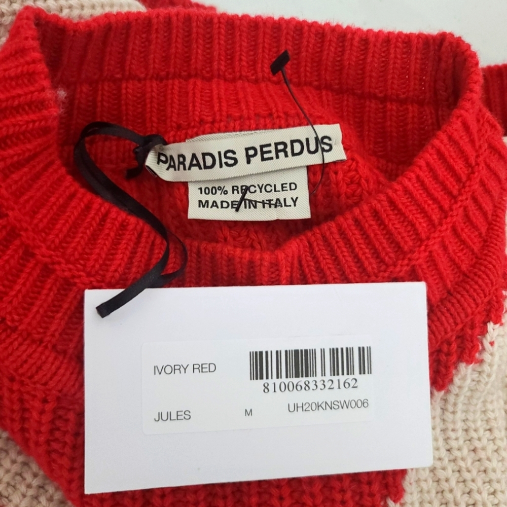 PARADIS PERDUS Jules Intarsia Ivory Red Sweater - Picture 7 of 14